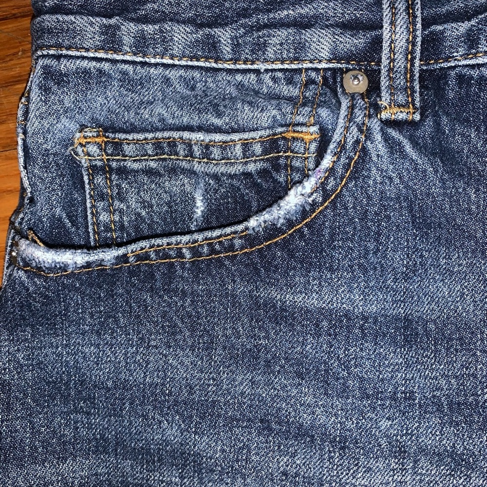 BDG tomgirl jean shorts size 30 button fly raw hem medium wash urban outfitters - Picture 7 of 15